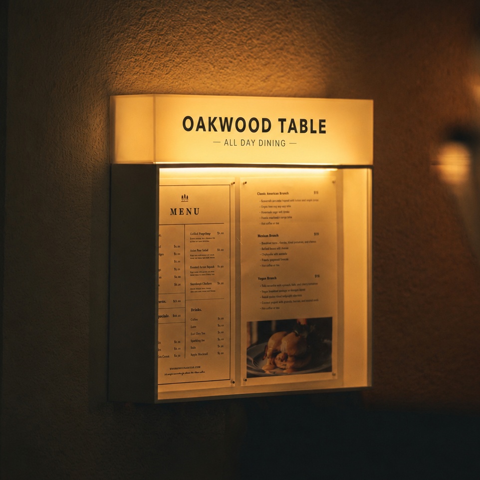 Menu Lightbox Wall Sign