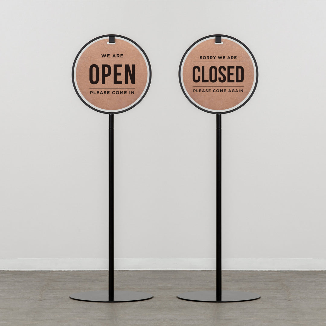 OPEN & CLOSED Round Frame Sidewalk Sign