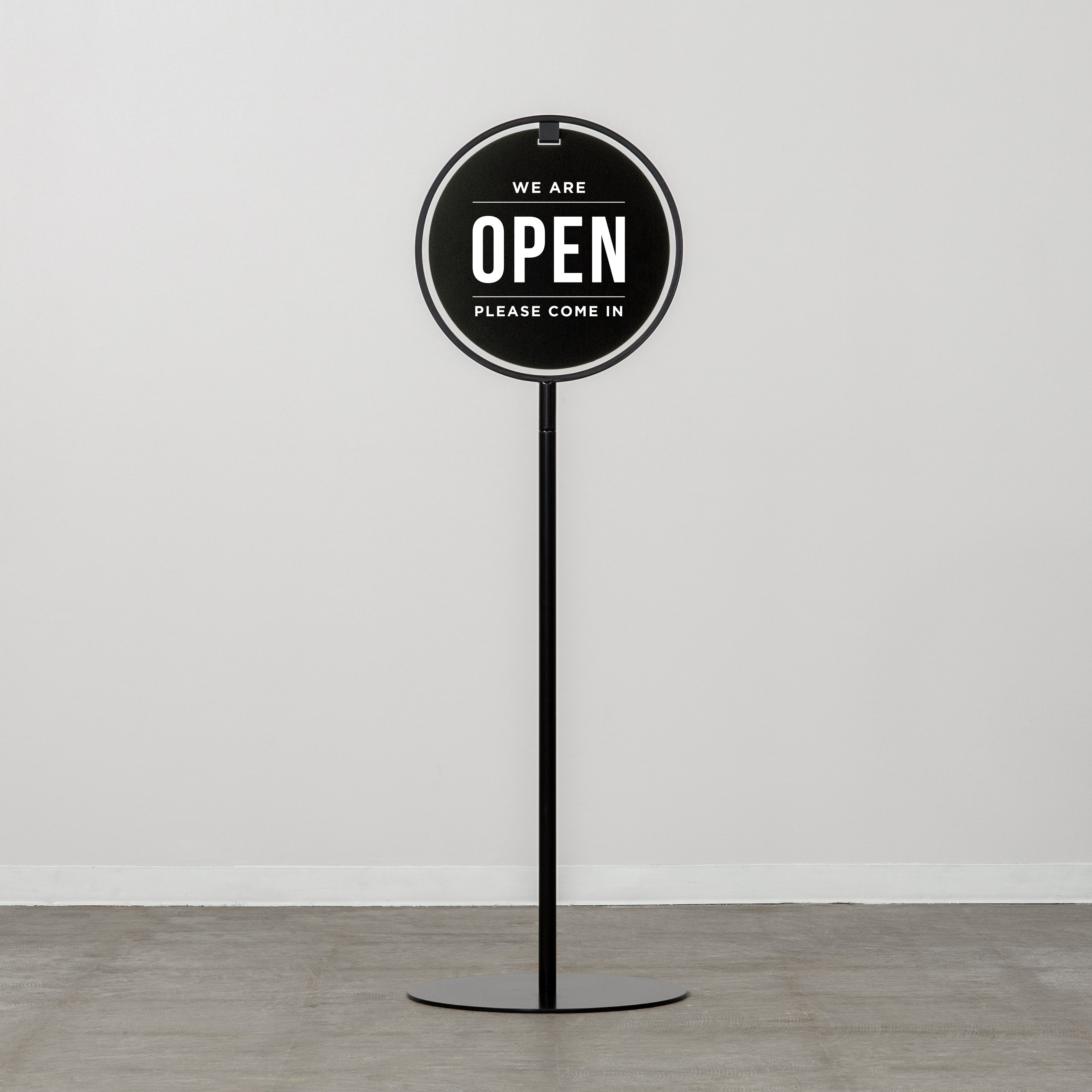 OPEN & CLOSED Round Frame Sidewalk Sign